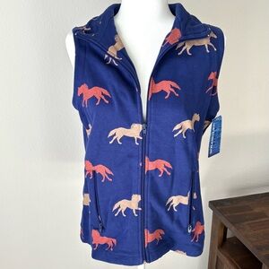 Wrangler Blues Horse Print Zip Up Sleeveless Vest Medium NWT